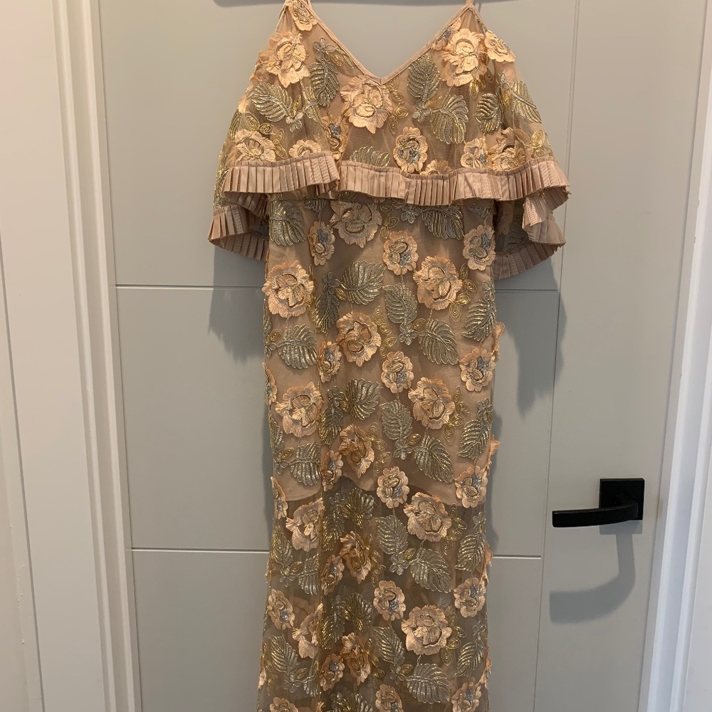 Alice McCall embroidered rose gold dress